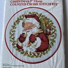 Counted Cross Stitch Framed Santa Clause Arts And Craft Holiday Wreath