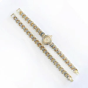 RELOJ DE SEÑORA CON PULSERA A JUEGO CHAPADO EN ORO 18K MOVIMIENTO SUIZO PELEX - Imagen 1 de 3