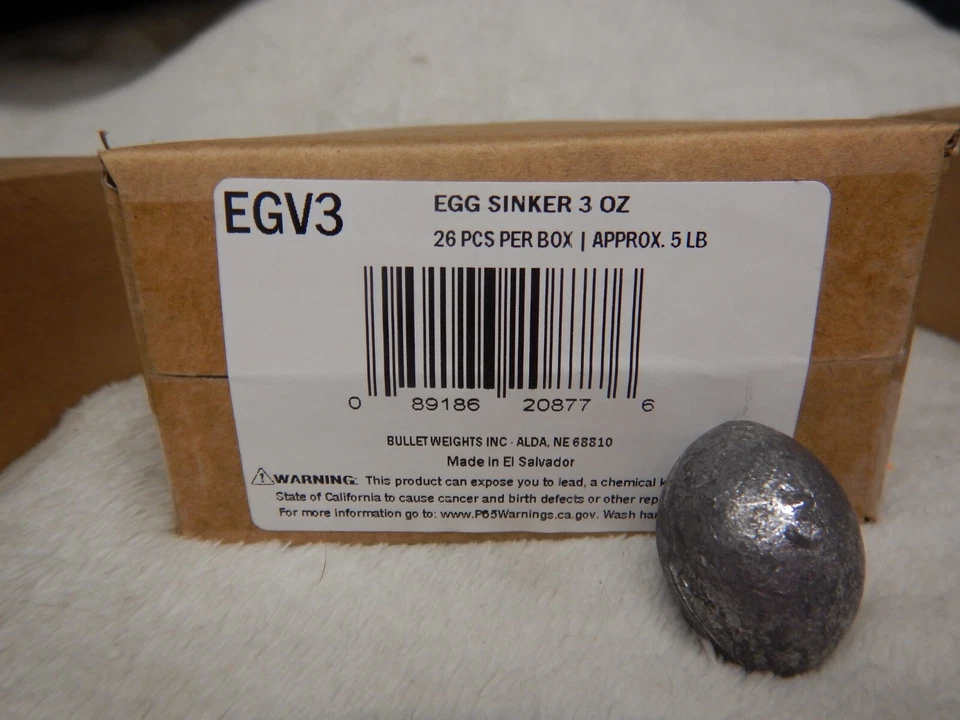 Hundidor de huevos Bullet Weights EGV3 5 lb 3 oz 26 piezas aprox. Caja Foto 1 de 1