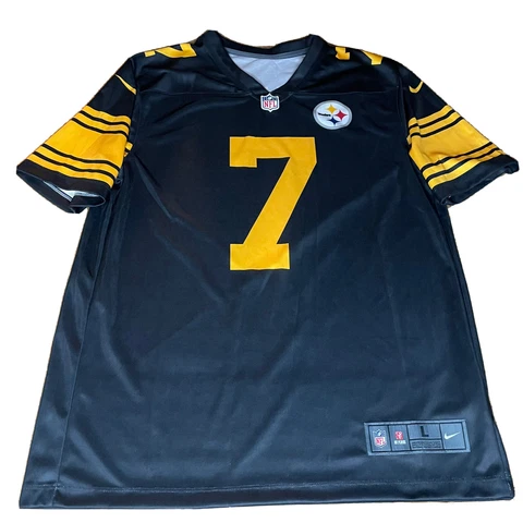 Nike On Field Pittsburgh Steelers Jersey Ben Roethlisberger #7 Black Men's Large Cover