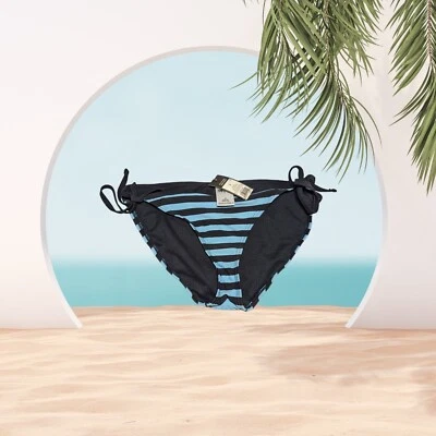 MOSSIMO Black Blue STRIPED Bikini Bottom Swim Size Small Stretchy Women's NWT - Image 1 of 4