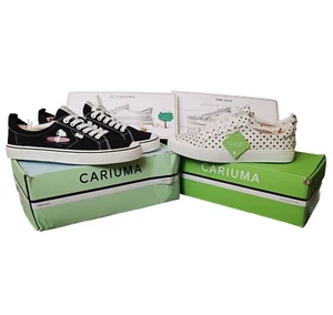 2 Cariuma OCA Sneakers 11.5 Black Peanuts Snoopy Polka Dots Canvas Low Top Shoes - Picture 1 of 24