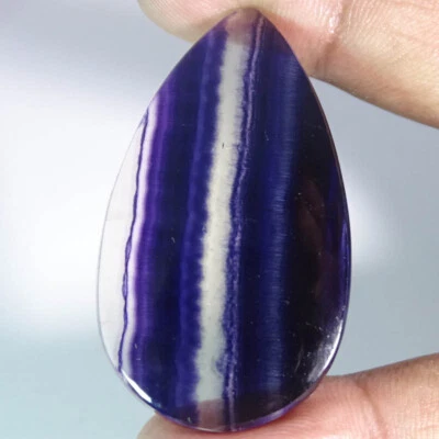 74.15 Cts, Natural Purple Fluorite Pear Shape Cabochon Loose Gemstone 26X47X6 mm - Image 1 of 4