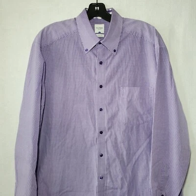 Olymp Tendenz Shirt Mens 17-43 Button Up Shirt Purple Long Sleeve Checkered - Image 1 of 4
