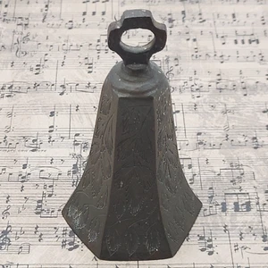 SIX SIDED Brass Table Lunch BELL Primitive Etched with PATINA and WEAR - Picture 1 of 24