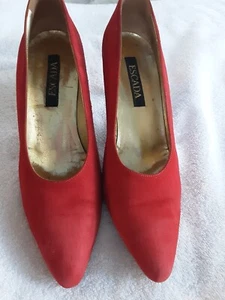 ESCADA BY MARGARETHA LEY LUXURIÖS ROTES WILDLEDER 3"-ABSATZ ITALIENISCHE DAMENGRÖSSE 7,5B - Bild 1 von 6