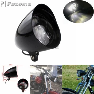 5.75'' LED Motorcycle Bullet Black Headlight Head Lamp For Harley Chopper Bobber — 第 1/4 张图片
