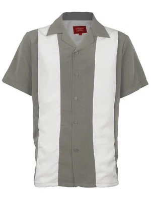Men's Premium Retro Classic Two Tone Guayabera Bowling Casual Dress Shirt - Image 1 of 2