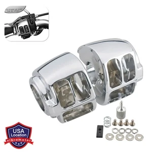 2x Chrome Handlebar Hand Control Switch Housing Cover For Harley Sportster Dyna - Picture 1 of 12