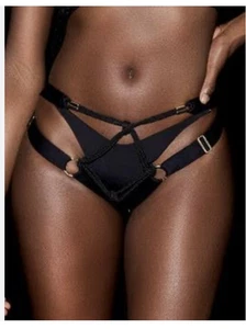HONEY BIRDETTE SELTEN AUSVERKAUFT UVP 85 £ SEXY SCHWARZER SEILSLIP GRÖSSE SMALL/MEDIUM NEU MIT ETIKETT - Bild 1 von 4