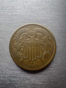 1864-P 2-Cent Piece Large Motto #629 - Picture 1 of 2