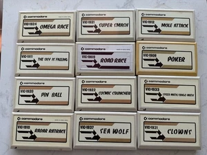 x12 Lot Commodore VIC-20 Game Cartridge Lot Vintage Computer Omega Race Poker - Picture 1 of 9