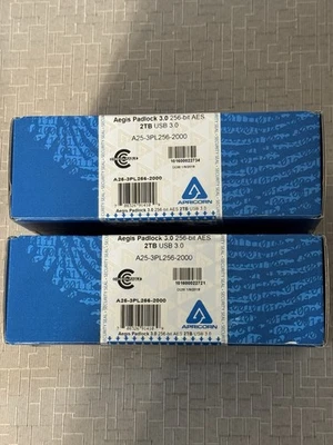 Apricorn 2TB Aegis Padlock USB 3.0 256-Bit AES XTS Hardware Encrypted (x2) NEW - Image 1 of 2