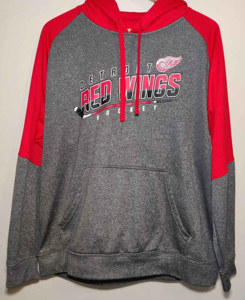 Sudadera con Capucha Detroit Red Wings Hockey NHL Para Hombre Talla Grande Roja y Gris Foto 1 de 3