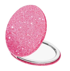 Cute Pink Compact Mirror for Women,Small Magnifying Travel Mirror with Glitte... - Picture 1 of 8