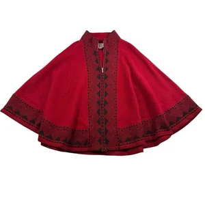 Vtg Keren Hart L / XL Nordic Poncho Cape Wool Aztec Print Knit Holidays Event - Picture 1 of 9