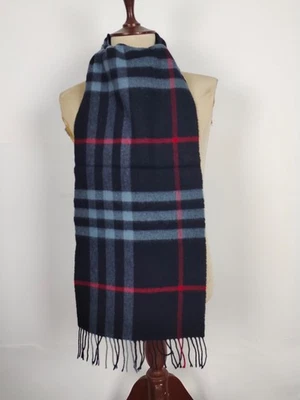 Bufanda de invierno Burberry genuina vintage a cuadros gigantes azul 100 % lana de cordero bufandas Foto 1 de 4