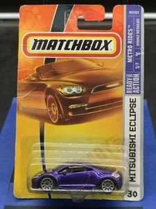 Año 2007 Matchbox Metro Rides 1:64 Die Cast Car #30 - púrpura MITSUBISHI ECLIPSE - Imagen 1 de 2