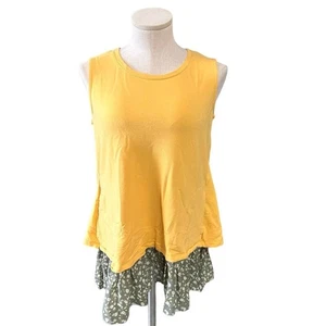 Ärmelloses senfgelb Blumen Stufen Tank Top Freizeit Alltag stilvoll - Bild 1 von 7
