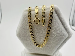 Solid Mens Womens 9ct Yellow Gold 3mm Curb Link Chain Necklace - Picture 1 of 7
