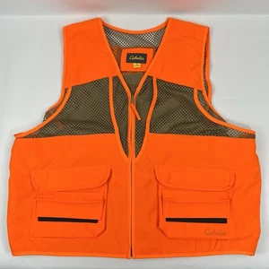 Cabelas Upland Hunting Vest Mens Size XL Cool Mesh Orange Pockets Water Resist - Picture 1 of 14
