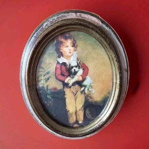 Viktorianischer Vintage Bilderrahmen "Junge mit Welpe" Made in Italy Marke O.F.M. - Bild 1 von 4