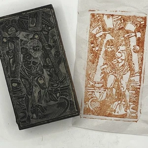 Blocco stampa tipografica Sansone strappa tempio Bibbia vintage  - Foto 1 di 8