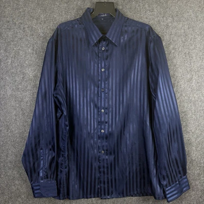Vintage Givenchy for Chesa Men’s XL Long Sleeve Button Up Shirt Blue w/Stripes - Image 1 of 4