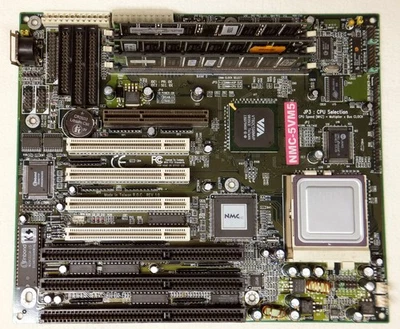 AT Mainboard Super Sockel 7 K6-2 400 MHz 320 MB RAM 512kB Cache  - NMC-5VM5 - - Bild 1 von 4