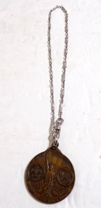1918 Boy Scouts of America War Service Liberty Loan Bronze Medal & Watch Chain - Picture 1 of 5