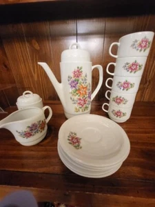 Vintage Bareuther Waldsassen Bavaria Germany-Floral Coffee Set-Preowned - Picture 1 of 19