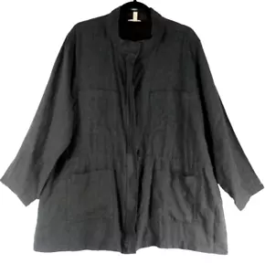NEW Eileen fisher Organic Linen Délavé Jacket in GRAPHITE SZ 1X #T2976 - Picture 1 of 10