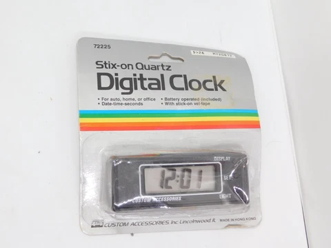 NOS - Custom Accessories 72225 Quartz Digital Clock Black Auto Dash Home Office Cover