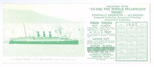 1937 Ship SS Prince Rupert CE-ING Los Angeles Ship Tours, almohadilla de tinta Alaska - Imagen 1 de 2