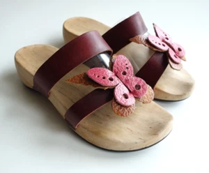 TRIPPEN Germany - Women's HOLZ Clogs Sandals Slides PALOMA f wine US8 EU39 UK6 - Picture 1 of 16