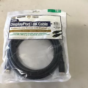 15ft DisplayPort 1.4 UltraHD 8K Black Cable with Latches - Picture 1 of 4