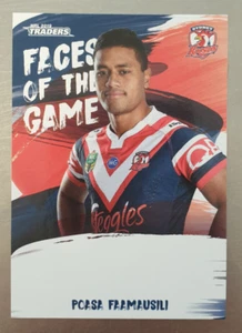 2019 NRL Traders Faces of the Game Poasa Faamausili Card FG54/64 Sydney Roosters - Bild 1 von 2
