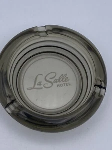 LA SALLE HOTEL Smoked Glass Ashtray Vintage Advertising - Picture 1 of 2