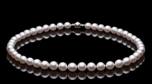 18"8-9mm natural south sea genuine white round pearl necklace 326AAA - Picture 1 of 1