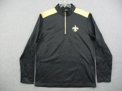 New Orleans Saints NFL Team 1/4 Zip Pullover Long Sleeve Black Gold Fleur De Lis Cover