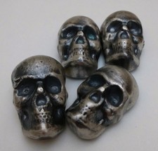 (4) YPS 1 Troy oz .999 Fine Silver 3D Skulls With Antique Finish