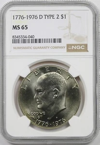 1976-D Type 2 $1 NGC MS 65 Eisenhower IKE Dollar - Picture 1 of 4