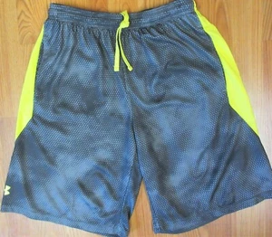 UNDER ARMOUR LOOSE FIT SHORTS POLY/SPANDEX GRAY, YELLOW & BLACK SMALL, S - Picture 1 of 4