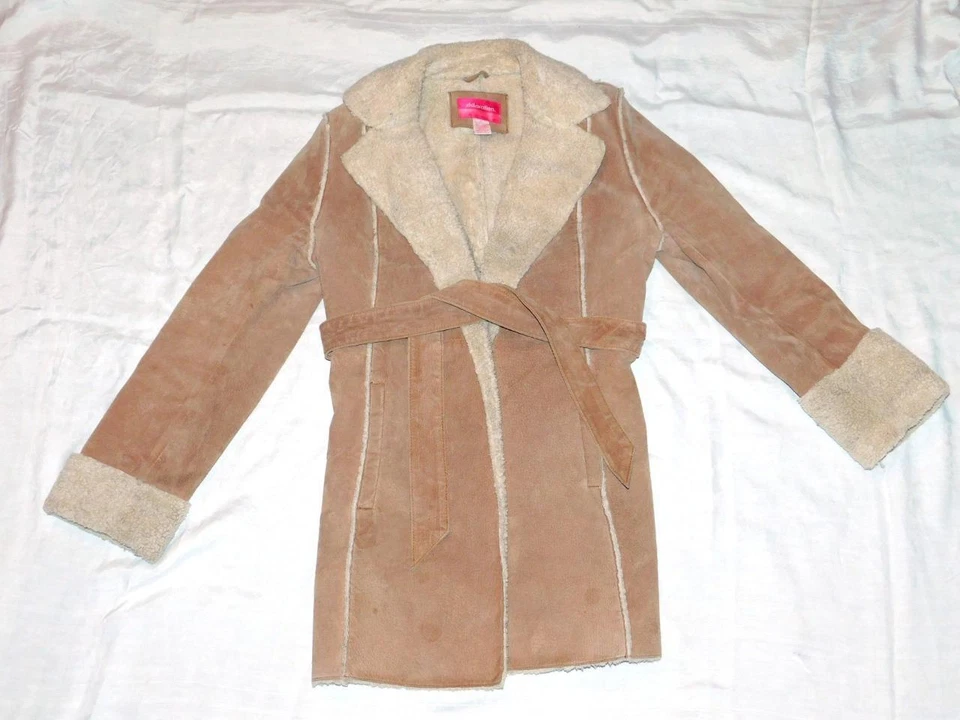Xhilaration Womens Size Small Suede Leather Jacket Coat Brown Y2K Shearling - Image 1 of 4