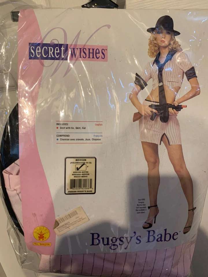 Bugsy's Babe Pink Gangster Mafia Mobster Costume Halloween Fancy Dress Medium