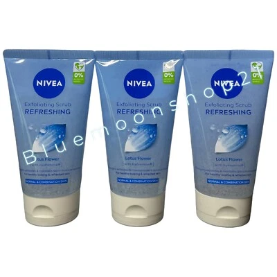 3 x 150ml Nivea GENTLE EXFOLIATING Face Scrub with Vitamin E- Lotus - Image 1 of 3