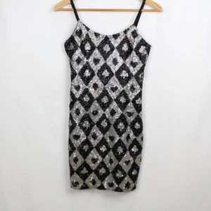 Dress Pink Soda Gray and Black with Sequins Size M Women - Picture 1 of 4