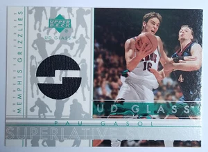 PAU GASOL PG-5 UPPER DECK GLASS SUPERLATIVE SWATCH JERSEY 2002-03 - Foto 1 di 2