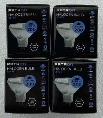 4 x Hexagonal 20 Watt Mr16 12 Volt 200lm 60 Degree Reflector Bulb Patron 05475 - Image 1 of 4