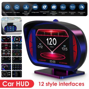 Universal Car HUD Gauge Digital Head UP Display GPS OBD LCD Speedometer Odometer - Picture 1 of 12